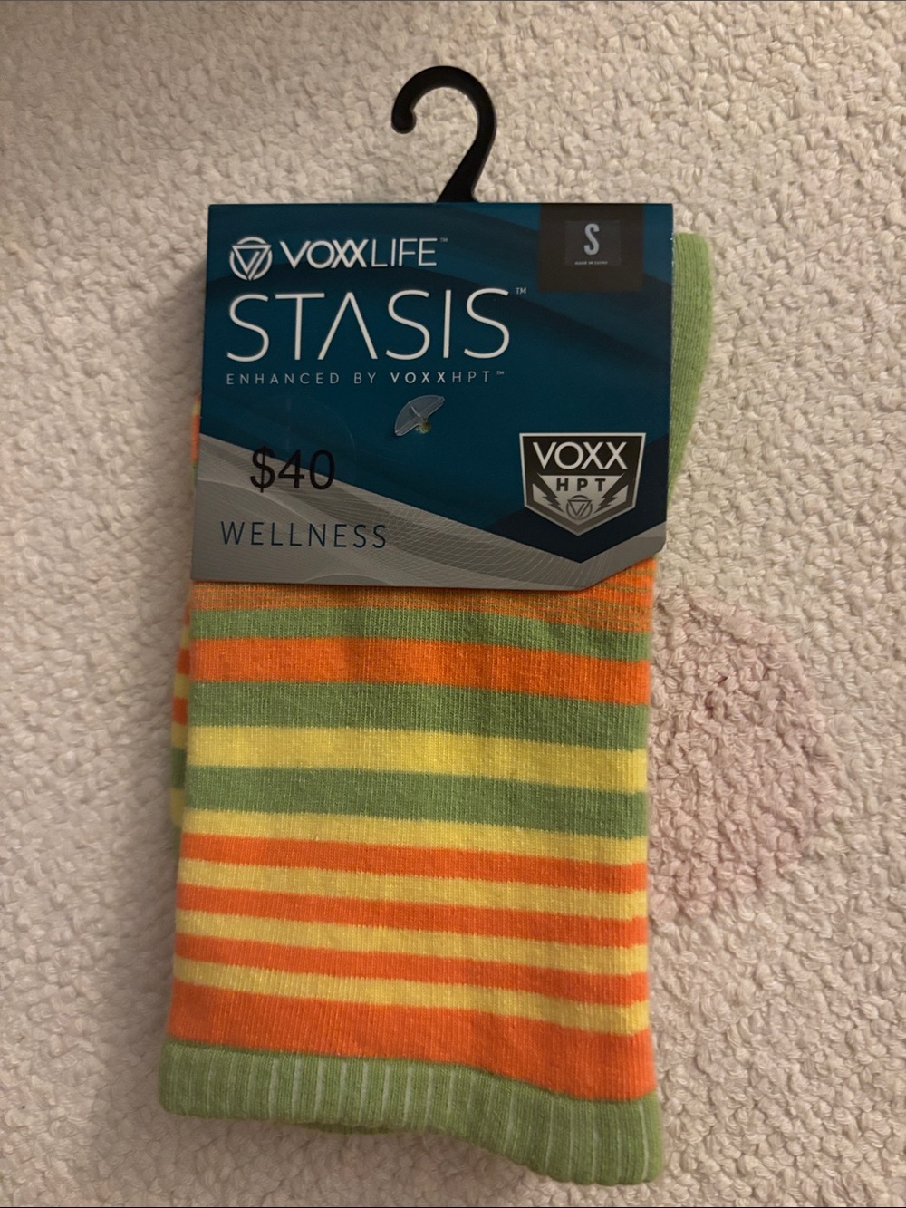 VoxxLife Stasis Striped Wellness Socks - Lime Green & Orange